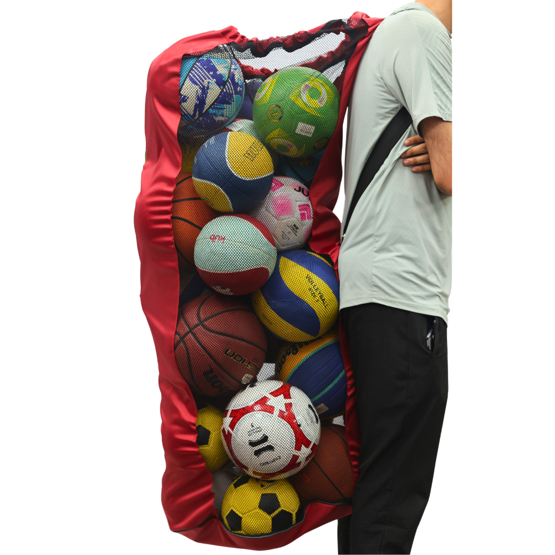 Heavy-Duty Sports Ball Bag with Shoulder Strap(Without Balls ) - Extra Large Mesh Equipment Carrier for Football, Basketball, Volleyball & Team Sports