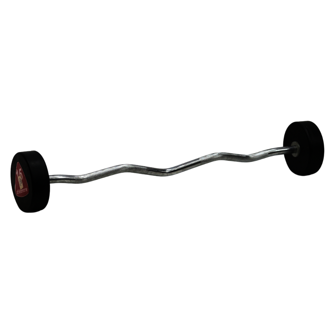 Athlete Home Professional Fixed Weight EZ Curl Barbell - Rubber Coated Bar for Bicep Curls, Tricep Extensions & Arm Workouts