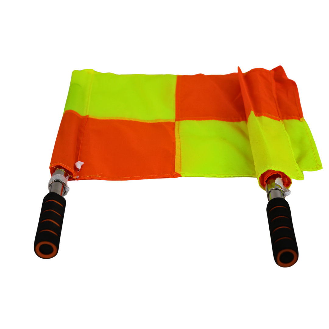 Professional Referee & Linesman Flags (Set of 2) - High-Visibility Checkered Flags with Non-Slip Foam Grips for Football, Soccer & Track and Field Events