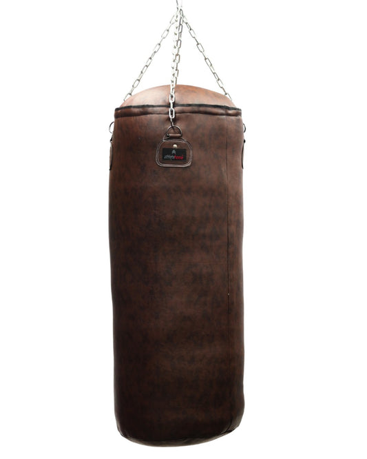 كيس ملاكمة ثقيل واحترافي من Athlete Home بتصميم الجلد الكلاسيكي (فينتدج) - للملاكمة، الفنون القتالية المختلطة، الكيك بوكسينج والمواي تاي | هيكل متين وامتصاص مثالي للصدمات للجيم المنزلي والصالات الرياضية في مصر