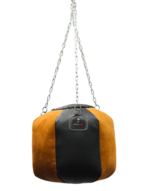 كيس ملاكمة احترافي من أثليت هوم بتصميم كرة الهدم (Wrecking Ball) - كيس أبركت من الجلد الفاخر والشمواه للملاكمة والفنون القتالية المختلطة (MMA) والجيم المنزلي عالي الكثافة في مصر
