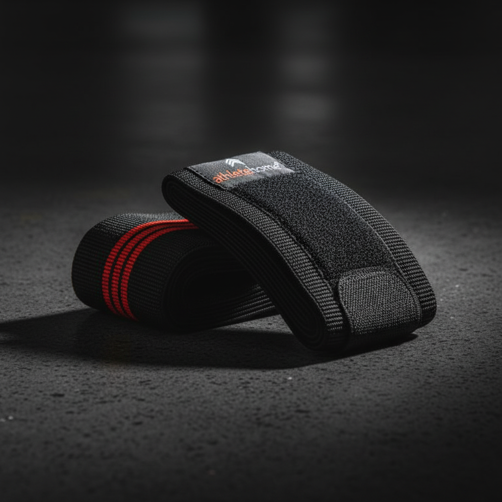 Athlete Home Knee Support Wraps | Adjustable Compression for Weightlifting, Crossfit & Powerlifting