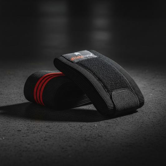 Athlete Home Knee Support Wraps | Adjustable Compression for Weightlifting, Crossfit & Powerlifting