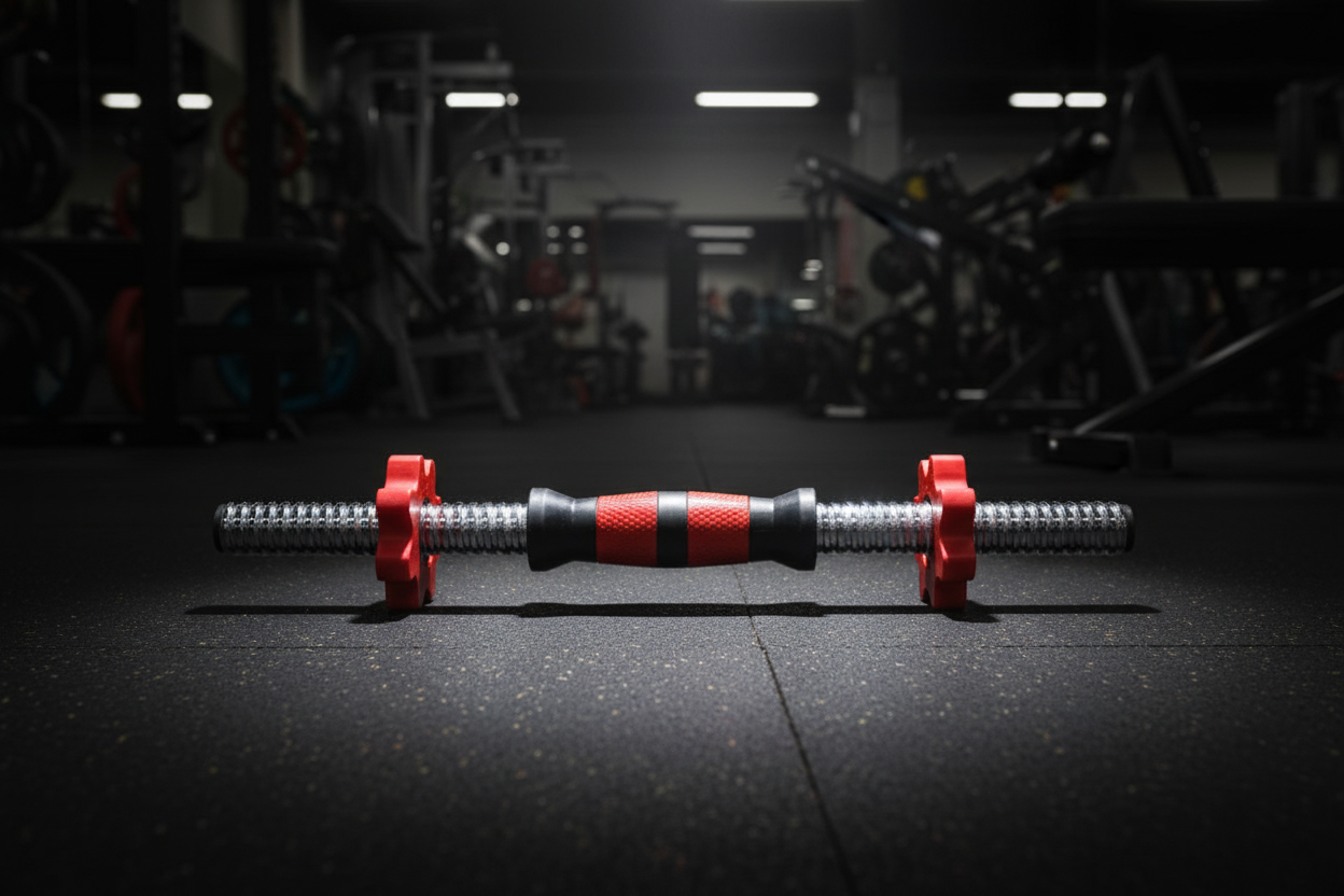 Light Weight Hand Bar Soft Grip | Threaded Chrome Dumbbell Bar with Ergonomic Non-Slip Grip – Standard Size Steel Weightlifting Barbell Rod with Star Lock Collars for Home Gym Strength Training and Muscle Building at "Athlete Home"