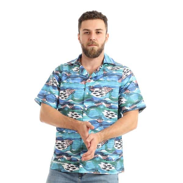 Athlete Home Men's Tropical Print Shirt | Short Sleeve Button-Down | Casual & Stylish