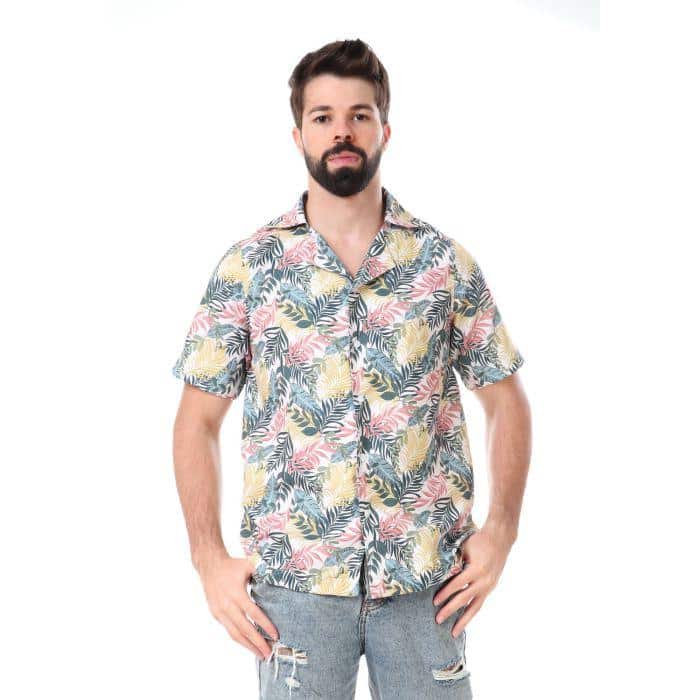 Athlete Home Men's Tropical Print Shirt | Short Sleeve Button-Down | Casual & Stylish