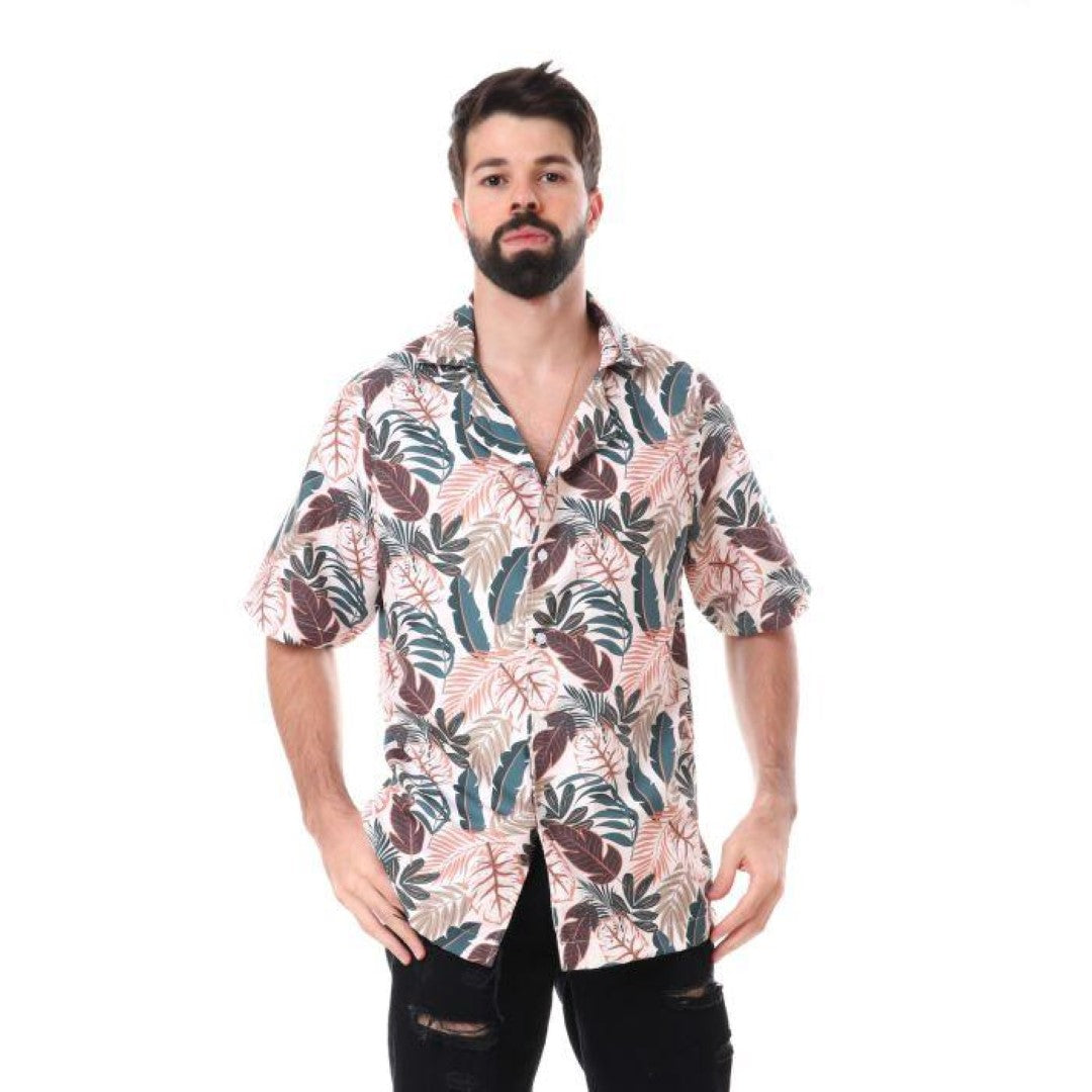 Athlete Home Men's Tropical Print Shirt | Short Sleeve Button-Down | Casual & Stylish