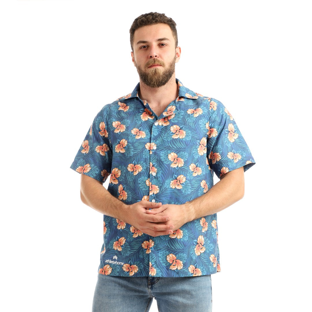 Athlete Home Men's Tropical Print Shirt | Short Sleeve Button-Down | Casual & Stylish