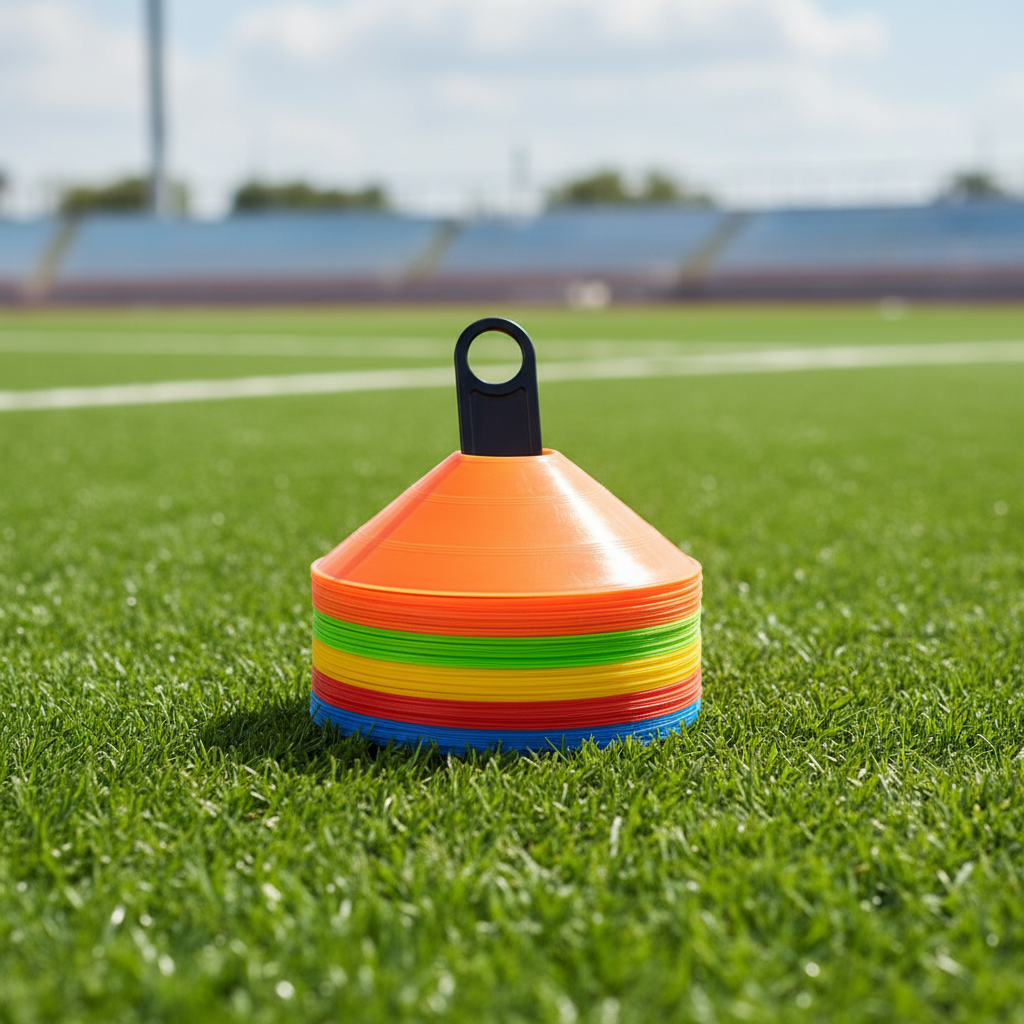 Athlete Home Pro Marker Cones (Disc Cones): Multi-Color Agility Training Set with Holder for Football, Speed Drills & Sports Training in Egypt 50 Pieces