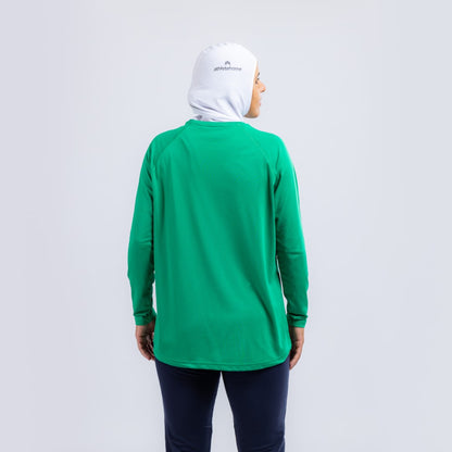 Breathable & Comfortable Workout Shirt for Women | Athlete Home | Green Long Sleeve Design