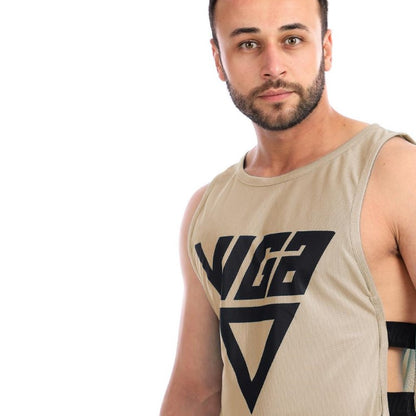 VIGA "Vigor" Raw-Cut Performance Tank | Men's Open-Side Bodybuilding Singlet | Breathable Mesh for Intense Gym Workouts