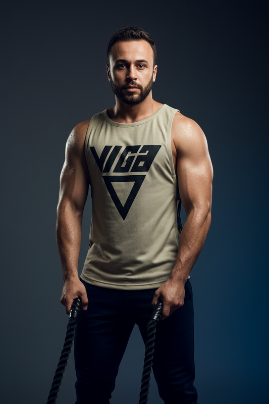VIGA "Vigor" Raw-Cut Performance Tank | Men's Open-Side Bodybuilding Singlet | Breathable Mesh for Intense Gym Workouts