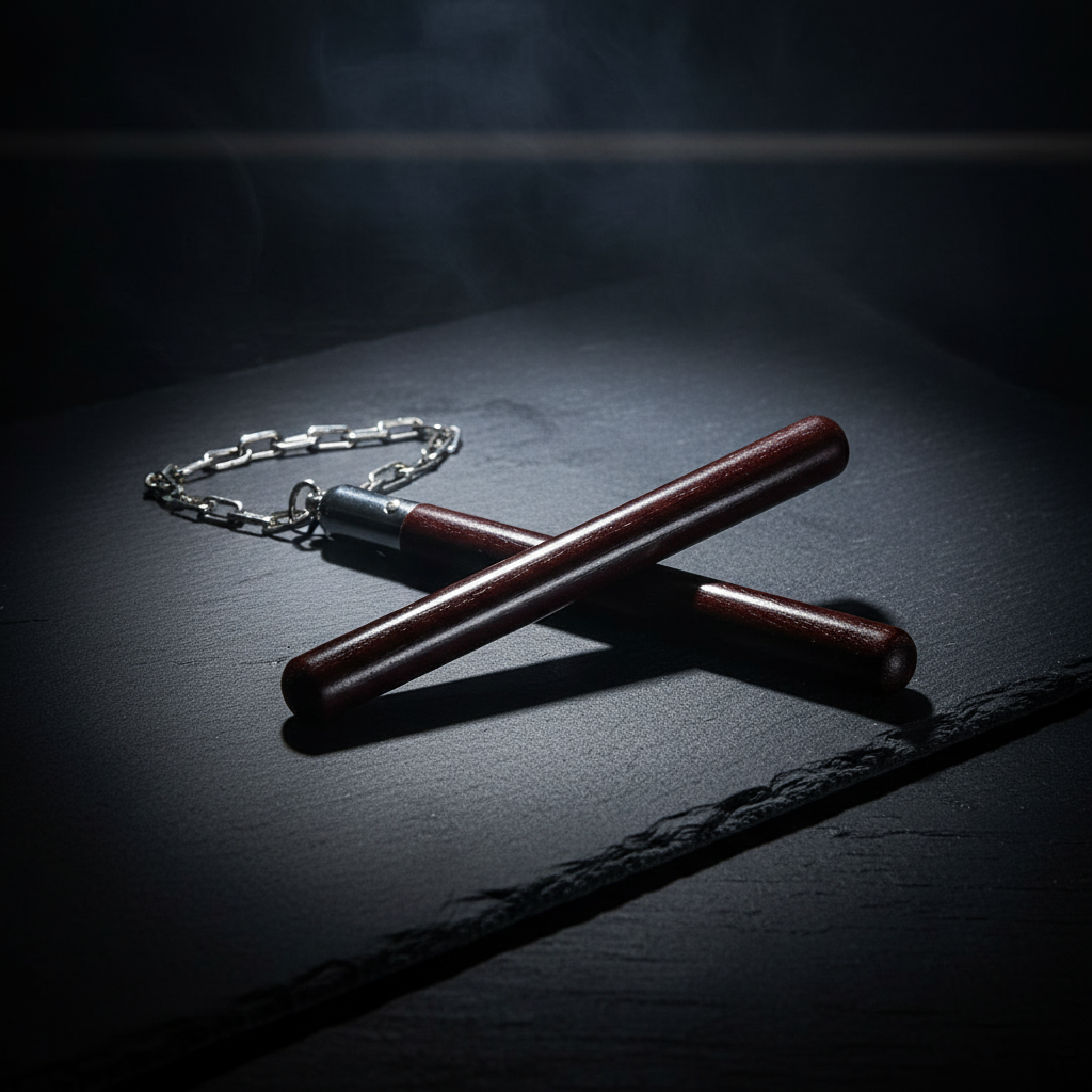 Professional Wooden Nunchaku with Chain - Traditional Martial Arts Training & Practice Nunchucks - Solid Wood for Skill, Speed, and Coordination Development