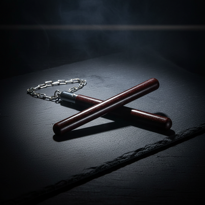 Professional Wooden Nunchaku with Chain - Traditional Martial Arts Training & Practice Nunchucks - Solid Wood for Skill, Speed, and Coordination Development