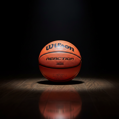 Wilson Reaction Indoor/Outdoor Basketball - Official Size Composite Leather Ball with Superior Grip for Training, Streetball, and Competitive Court Play