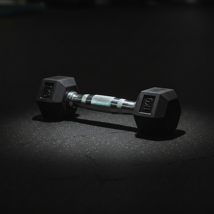 Professional Hex Rubber Dumbbell with Contoured Steel Grip - Anti-Roll Hexagonal Weight for Toning, Physical Therapy & Home Gym Workouts