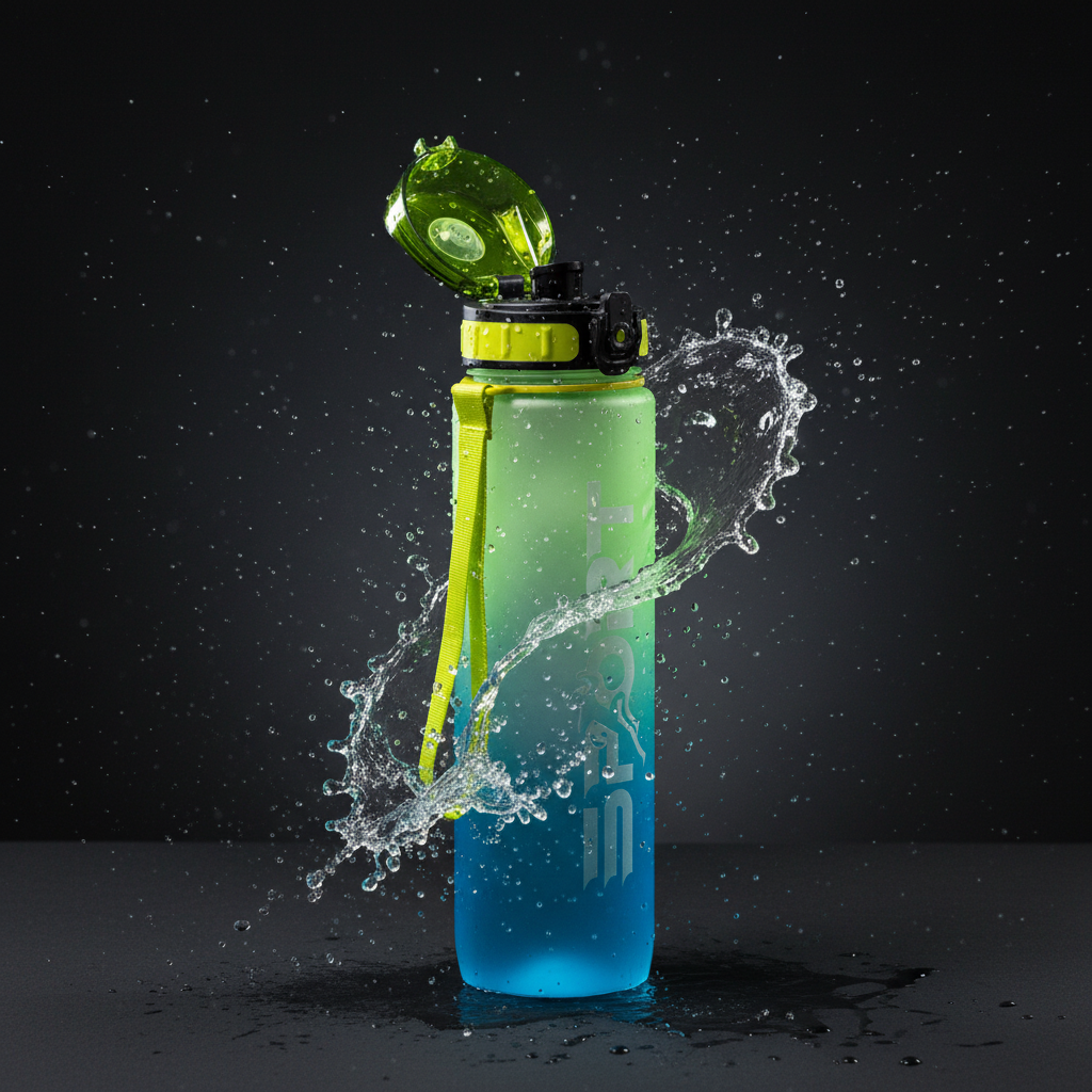 Athlete Home Large Gradient Sports Water Bottle – Leak-Proof Frosted Time Marker Gym Jug with Carrying Strap for CrossFit, Weightlifting, Running, and High-Intensity Training 1000Mm