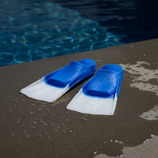 "Velocity-V" Short Blade Silicone Swim Fins | Training Flippers for Kick Speed & Ankle Flexibility | Leg & Glute Toning Aid for Swimmers