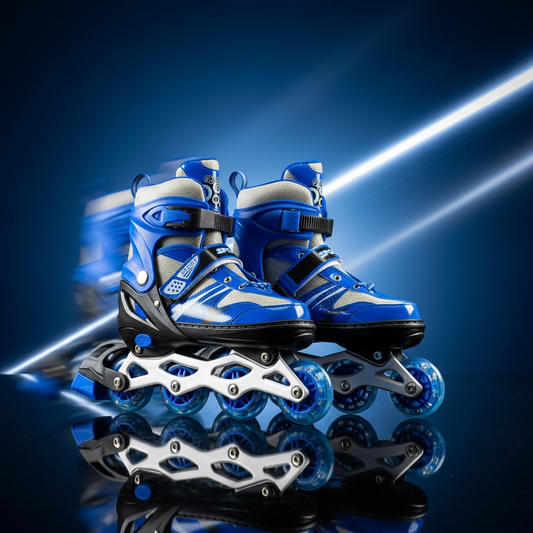 Athlete Home Pro-Glide Inline Skates - High-Performance Rollerblades with Durable Aluminum Frame & Secure Triple-Lock System - Unisex Adult Skates for Fitness, Cardio & Speed - Dynamic Blue