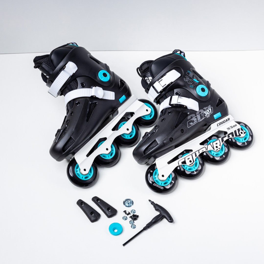 Cougar MZS307 Professional Inline Skates for Adults - High-Performance Fitness Rollerblades with Durable Aluminum Frame and Precision Wheels for Urban Skating, Speed, and Cardio Training in Egypt