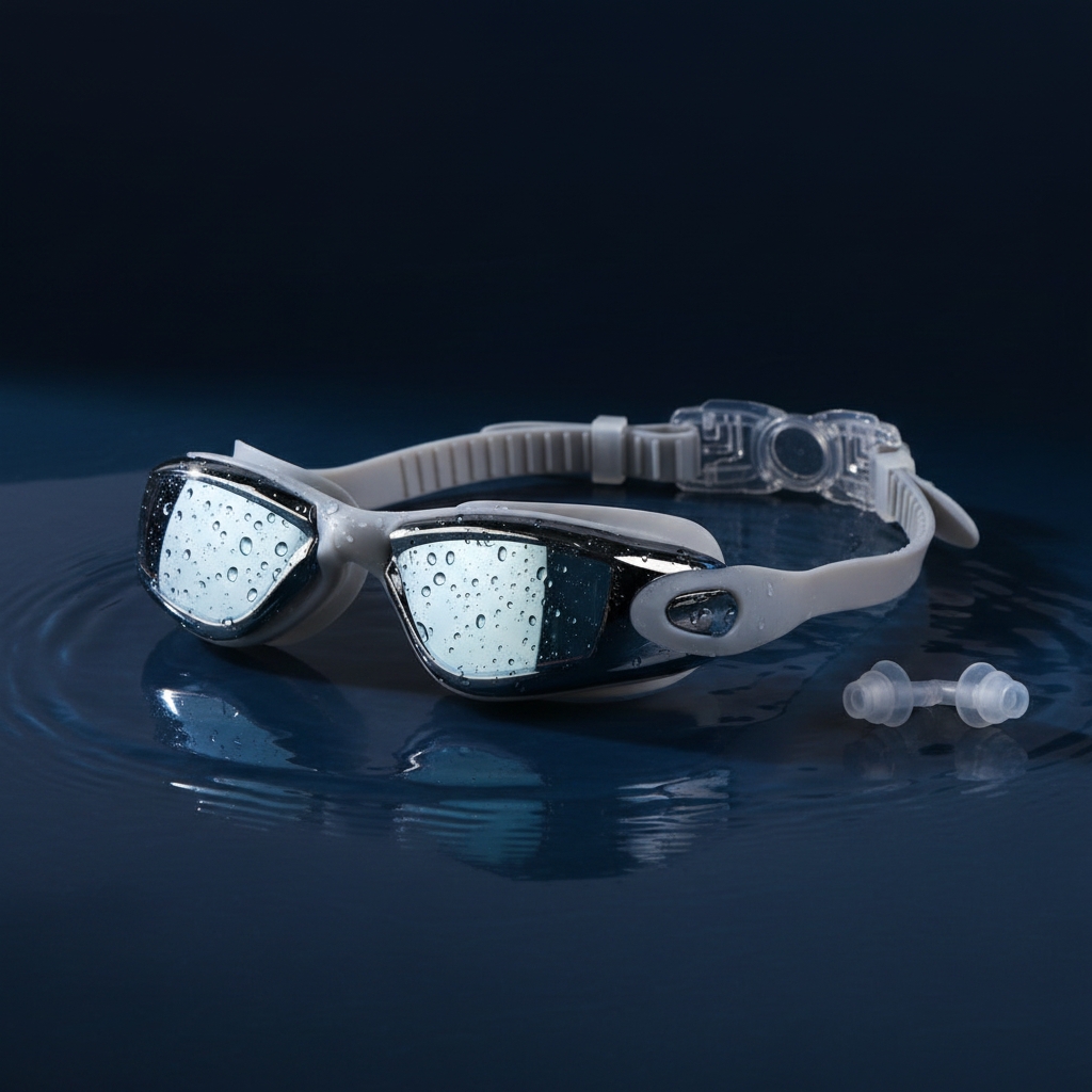 Hydro-Flow Pro: Professional Mirrored Swimming Goggles with Anti-Fog, UV Protection & Earplugs - Leak-Proof for Competition, Training, and Lap Swimming in Egypt  YMC 3100