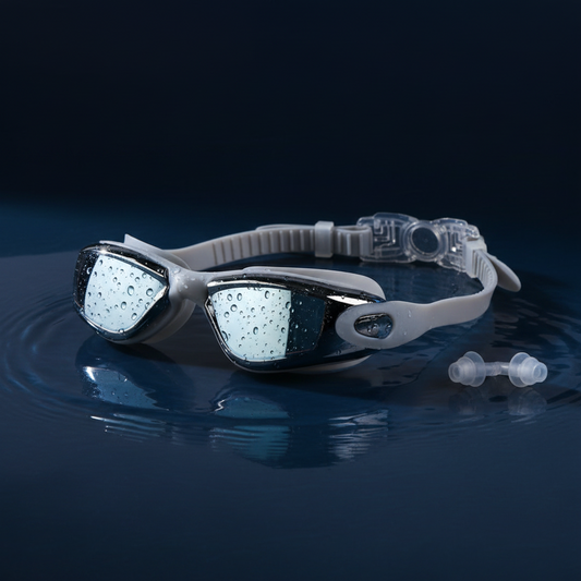 أثليت هوم Hydro-Flow Pro: نظارات سباحة احترافية بعدسات عاكسة، مضادة للضباب، حماية من الأشعة فوق البنفسجية، مع سدادات أذن - تصميم مانع للتسرب مثالي للمنافسات والتدريب في مصر  YMC 3100