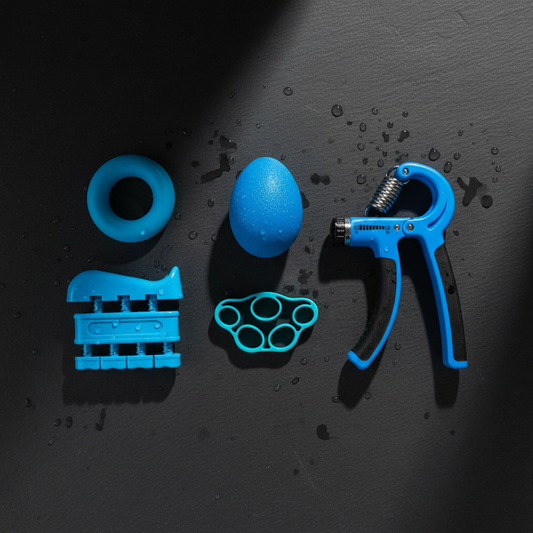 Athlete Home Ultimate 5-in-1 Grip Strengthener Kit | Complete Hand & Forearm Exerciser Set with Adjustable Gripper , Finger Stretcher & Rehab Tools for Powerlifting, Climbing & Injury Recovery | 10-60 KG