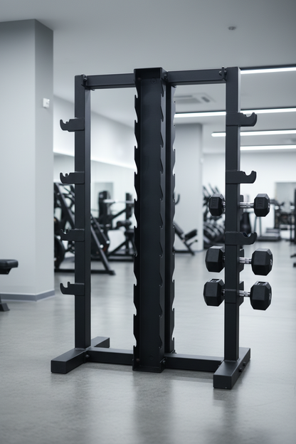 Athlete Home Pro-Grade Dual Barbell & Dumbbell Storage Rack | Heavy-Duty Steel Multi-Function Weight Stand for Home Gym Organization & Commercial Use in Egypt Without Dumbell