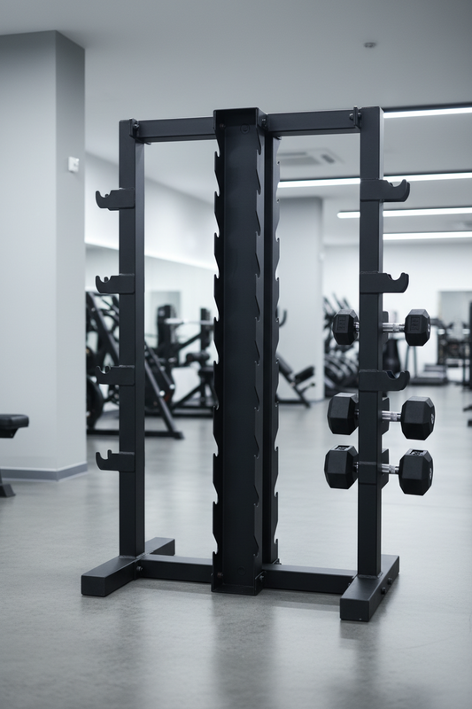 Athlete Home Pro-Grade Dual Barbell & Dumbbell Storage Rack | Heavy-Duty Steel Multi-Function Weight Stand for Home Gym Organization & Commercial Use in Egypt Without Dumbell