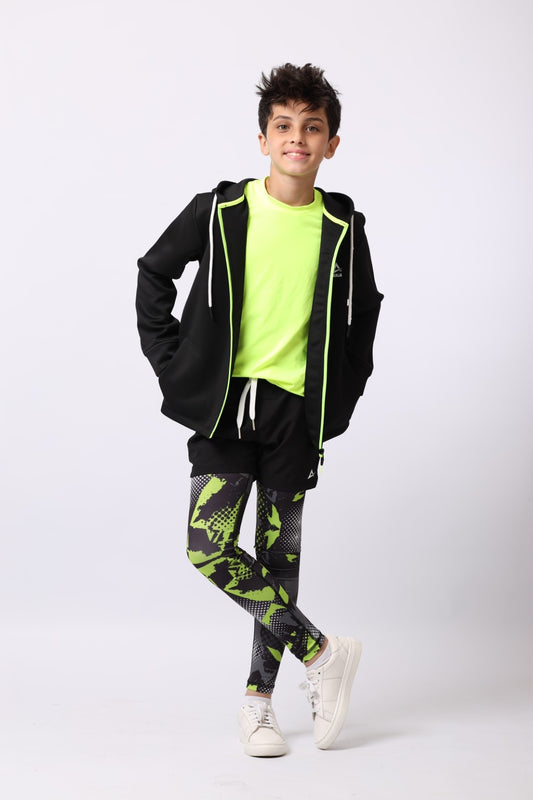 Boys Black Hooded Jacket With Full-Zip 0180