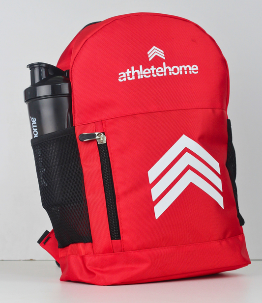 شنطة ظهر رياضية من أثليت هوم - حقيبة جيم وسفر متينة بأحزمة مبطنة، جيوب متعددة، وحامل زجاجة مياه