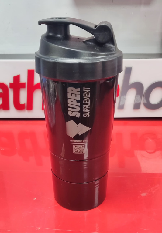 Super Supplement All-in-One Stackable Protein Shaker with 2 Storage Jars | Leak-Proof & BPA-Free Gym Bottle for Powders, Pills & Snacks | The Ultimate Pre & Post Workout Nutrition Solution for Athletes in Egypt