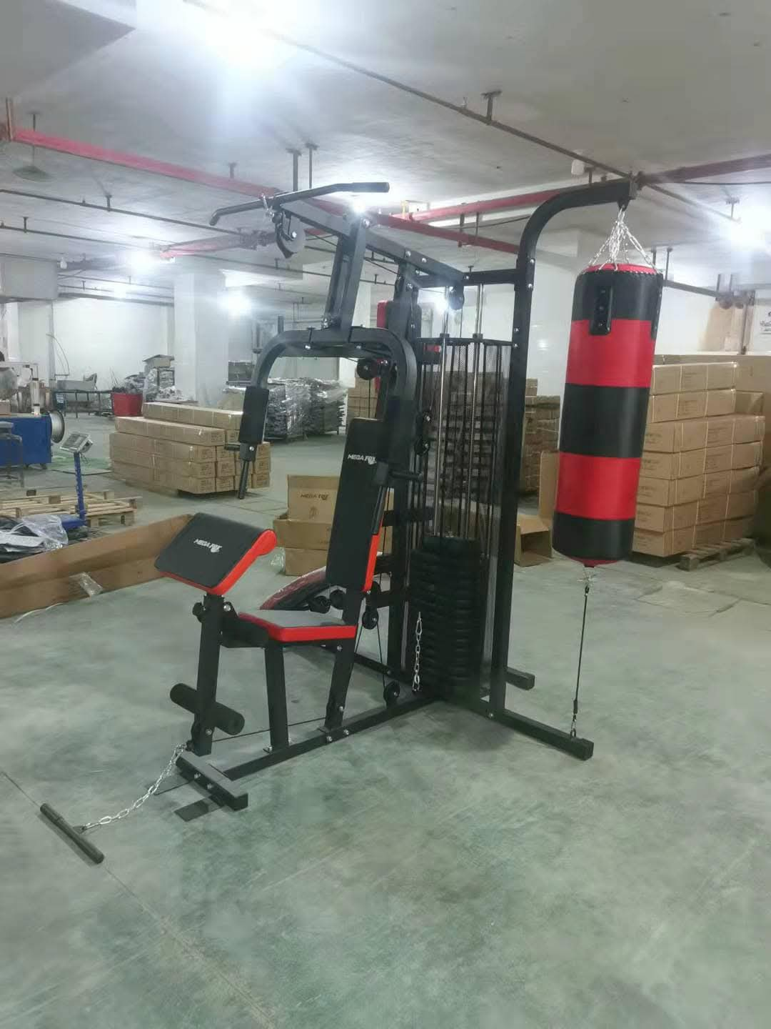 Mega Fox 68 kg Plates Home Gym Multi-Station with Punching Bag - All-in-One Home Gym Equipment for Strength Training, Weightlifting, Boxing, and Full Body Workouts - Perfect for Chest Press, Lat Pulldowns, Leg Extensions, and More in Egypt