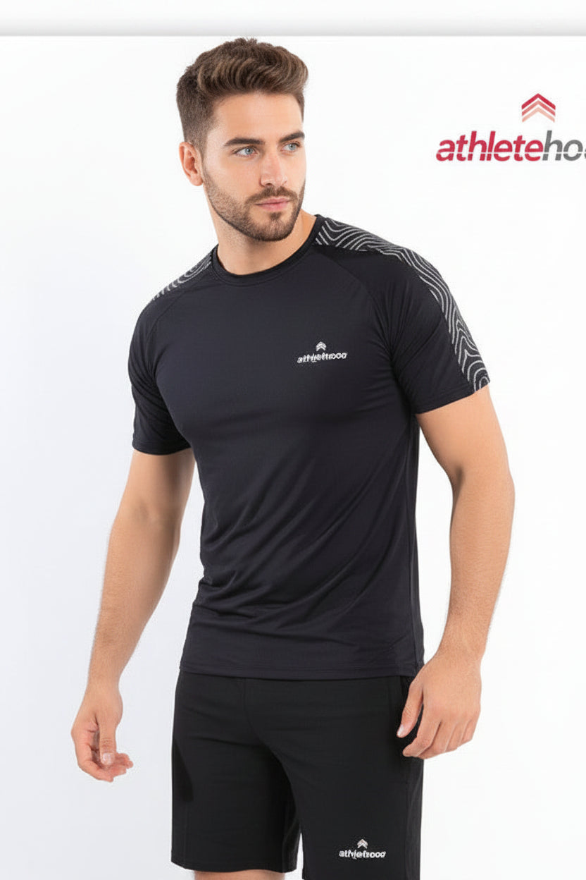 Athlete Home 'Apex' Men's Performance Set | Moisture-Wicking T-Shirt with Topographic Print & Athletic Shorts | For Gym, Running & Training in Egypt