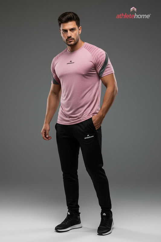 Athlete Home 'Momentum' Men’s Performance Workout Set | Moisture-Wicking Gym T-Shirt (Sage Green) & Tapered Black Joggers | Athleisure & Training Apparel Egypt