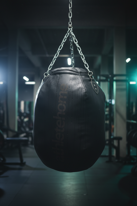 كيس ملاكمة احترافي على شكل كرة (Wrecking Ball) من Athlete Home | كيس متين للكمات الصاعدة والخطافية، للملاكمة، الفنون القتالية المختلطة، والتدريبات عالية الكثافة 
