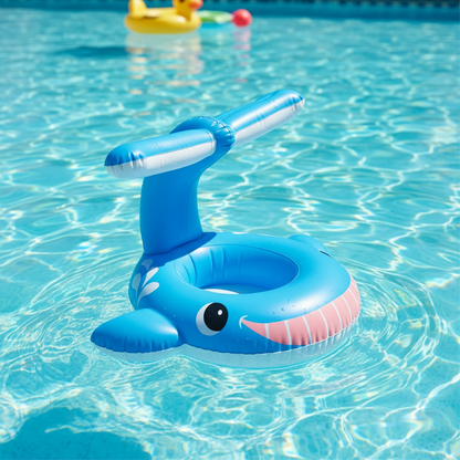 Intex Dolphin Baby Float with Sunshade | Safe Kids Pool Seat with UV Protection | Durable Inflatable Water Toy for Toddlers (99cm x 86cm)