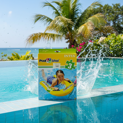 Intex Pool School Step 3 Learn-to-Swim Kick Board - Inflatable Children's Swim Trainer with Handles for Building Water Confidence & Kicking Technique