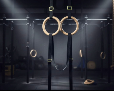 Athlete Home Premium Wooden Gymnastic Rings with Heavy-Duty Adjustable Straps – Professional Crossfit, Calisthenics, and Home Gym Suspension Trainer for Full-Body Strength & Core Stability