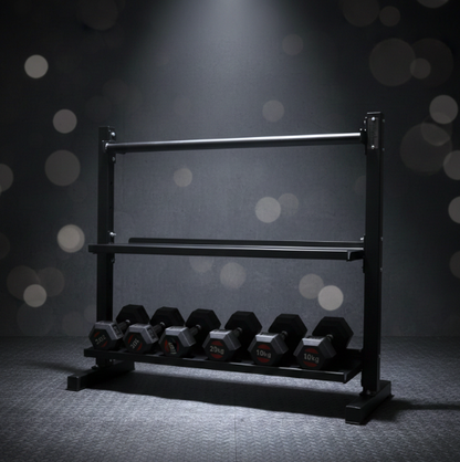 Heavy-Duty 3-Tier Dumbbell Rack - Professional Steel Weight Storage Stand for Hex & Round Dumbbells, Home Gyms & Commercial Use