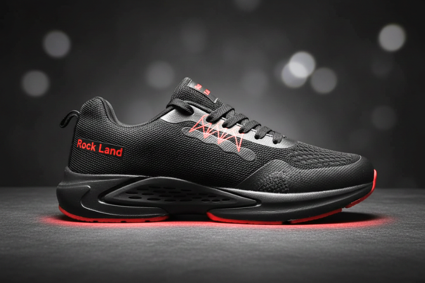 Rock Land Black Performance Running Shoes for Men & Women – Lightweight Breathable Gym Sneakers with Shock Absorption for Running, Walking, Cardio, Fitness Training & Everyday Wear