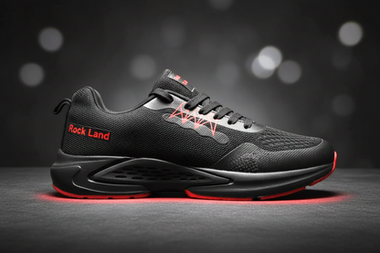 Rock Land Black Performance Running Shoes for Men & Women – Lightweight Breathable Gym Sneakers with Shock Absorption for Running, Walking, Cardio, Fitness Training & Everyday Wear