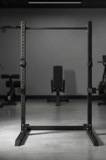 حامل سكوات حديد ثقيل قابل للتعديل من Athlete Home – Stand بار احترافي للجيم المنزلي وتمارين السكوات والبنش برس