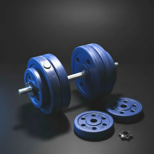 Athlete Home Adjustable Dumbbell and Barbell Set with Blue Weight Plates | Premium Home Gym Strength Training Equipment Kit for Muscle Building and Full Body Conditioning Plastic Cement adjustable dumbell kit- Egyptian
