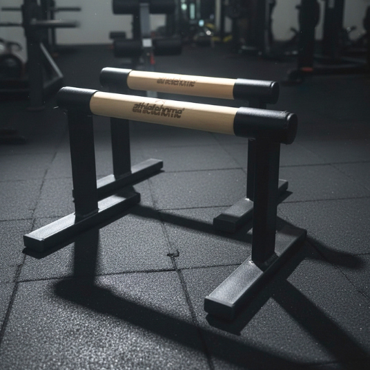 Athlete Home Wooden Parallettes Bars for Calisthenics, Push-Ups, Dips & Handstand Training – Durable Steel Base & Non-Slip Grip