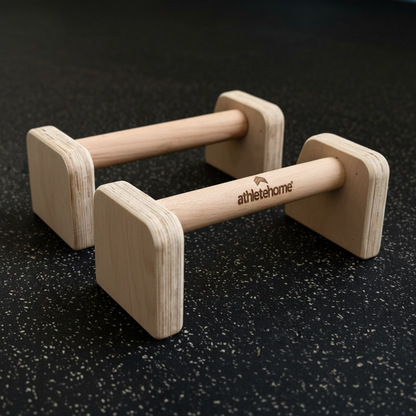Athlete Home Pro-Grade Wooden Parallettes for Calisthenics & Handstands – Solid Wood Push-Up Bars for Gymnastics, Core Strength, and Full Body Home Workouts