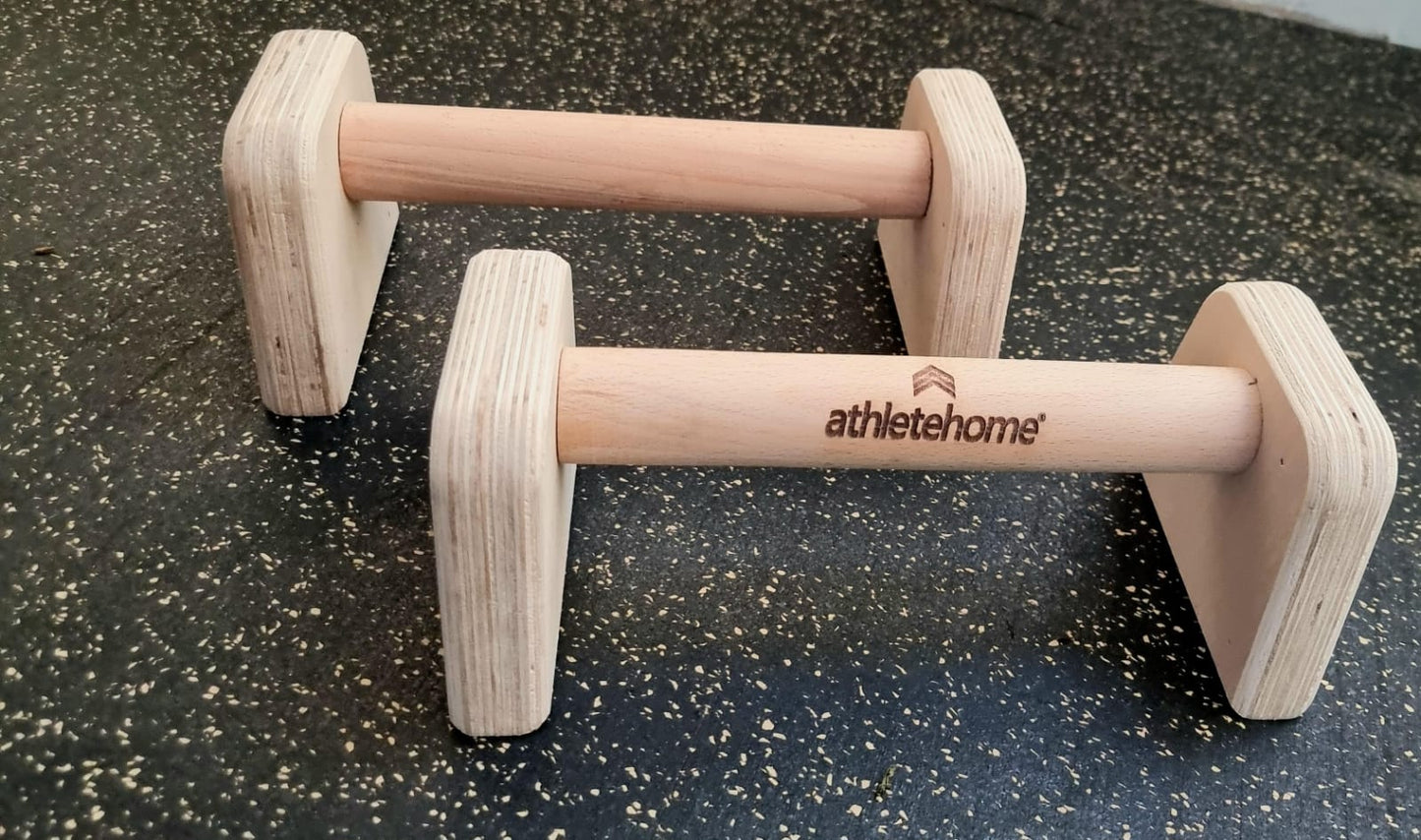 Athlete Home Pro-Grade Wooden Parallettes for Calisthenics & Handstands – Solid Wood Push-Up Bars for Gymnastics, Core Strength, and Full Body Home Workouts