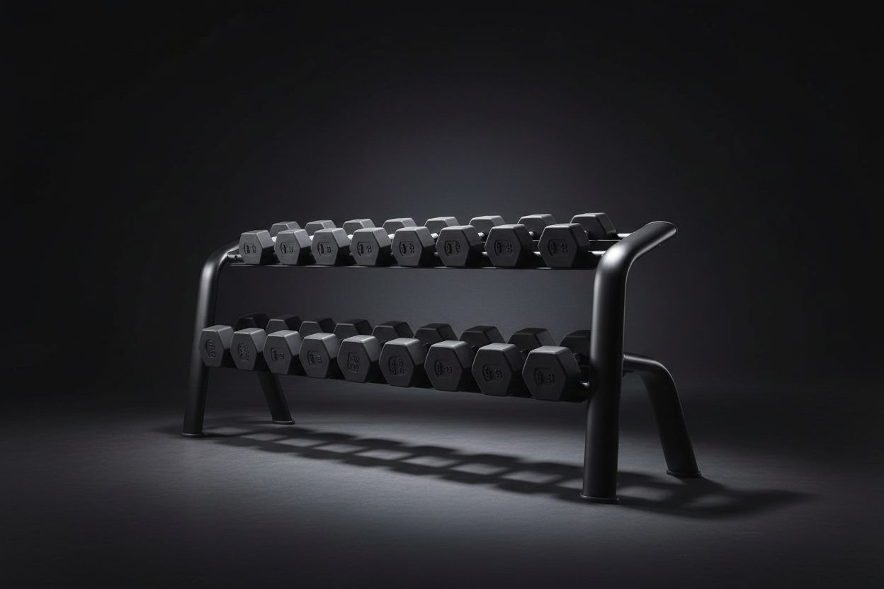 Athlete Home 'Foundry' Pro Dumbbell Rack: Heavy-Duty 3-Tier Weight Storage Stand for Home and Commercial Gyms