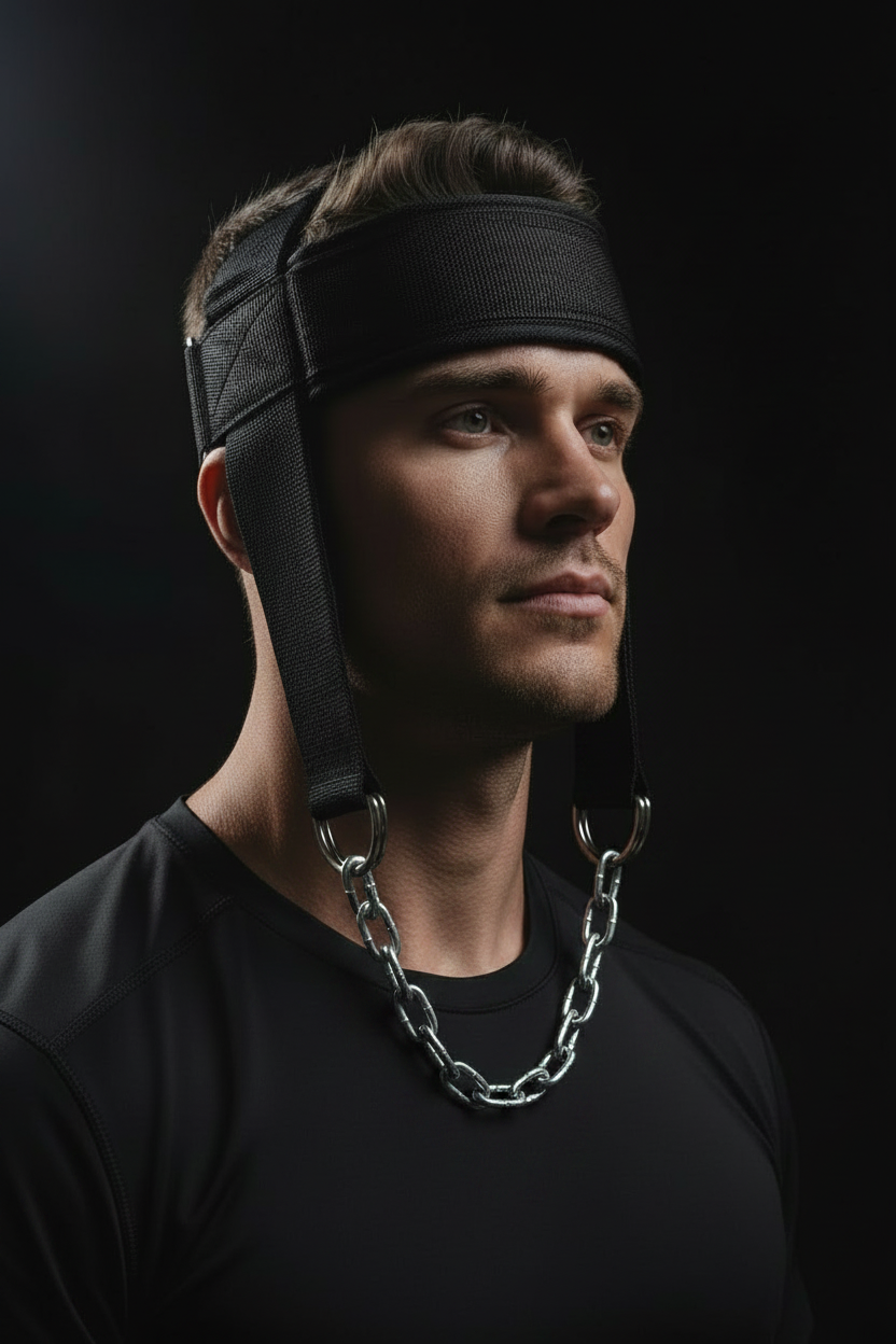 Athlete Home 'Titan' Pro Neck Harness: Heavy-Duty Head & Neck Trainer for Strength Training, Bodybuilding & Injury Prevention - with Steel Chain