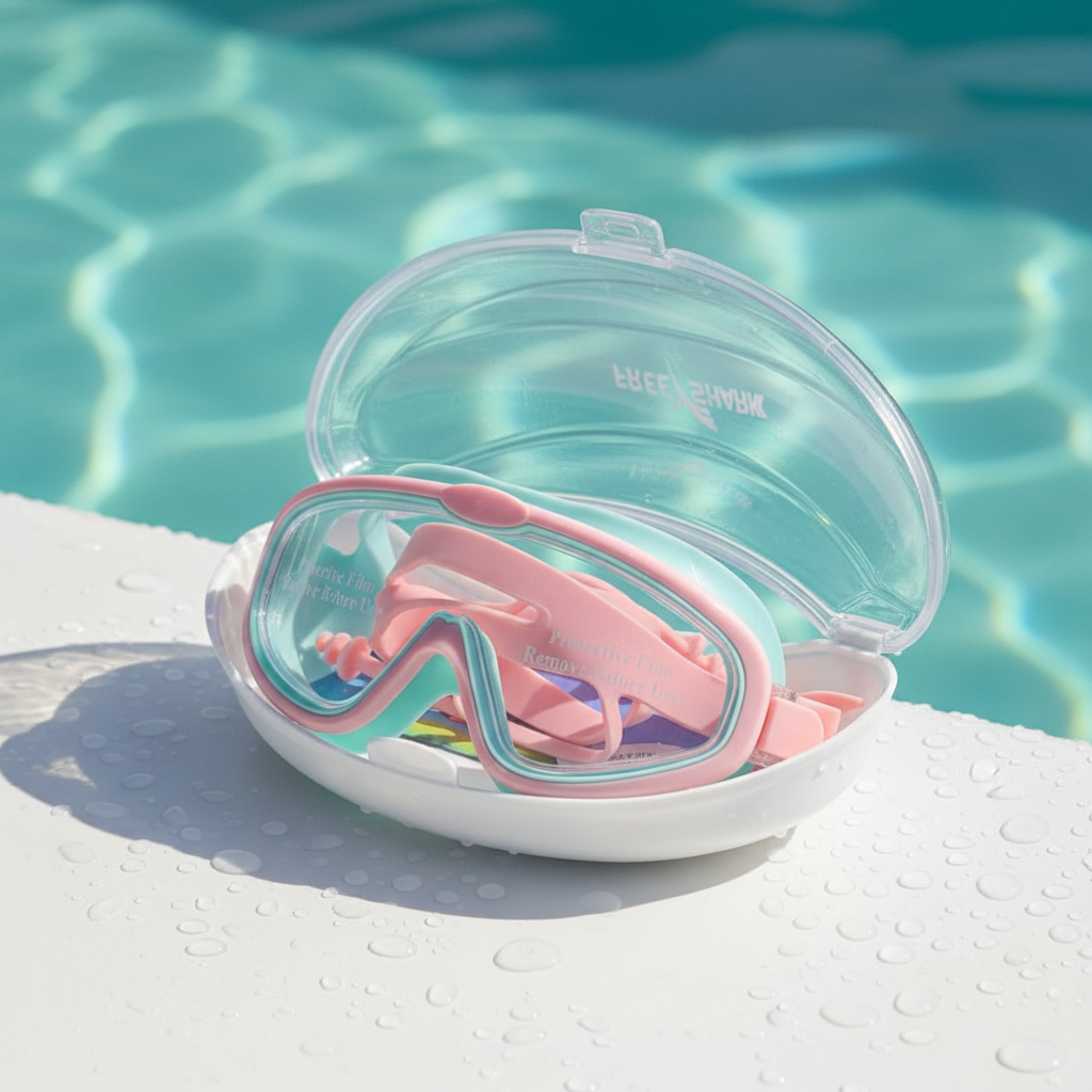 FREE SHARK Oasis Swim Mask | Ultra-Comfort Wide-View Goggles with Clear Anti-Fog & UV Lenses | Leak-Proof Silicone Skirt for Fitness and Open Water Swimming